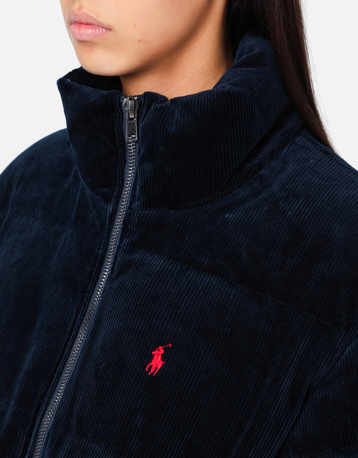 Polo Ralph Lauren ネイビーブルー ナイロン コーデュロイ パファー