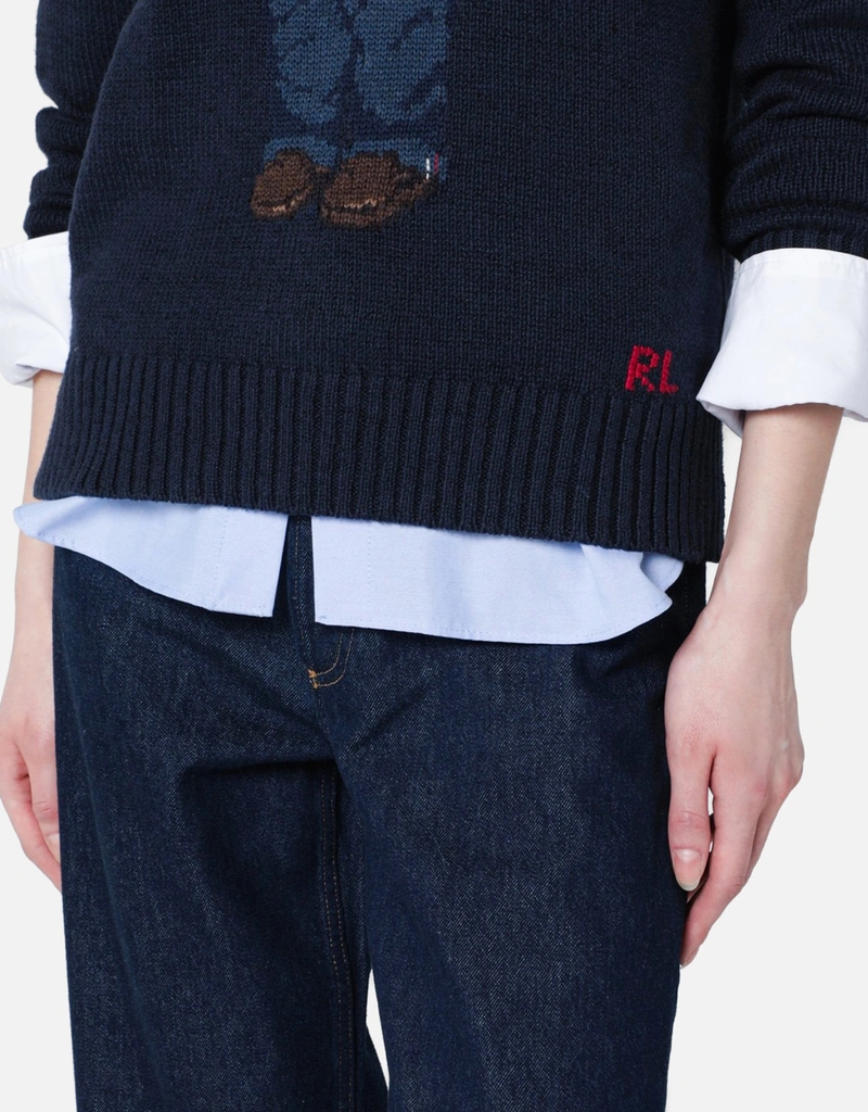 Polo Ralph Lauren ネイビーブルーコットンセーター (トップス) IFCHIC.COM