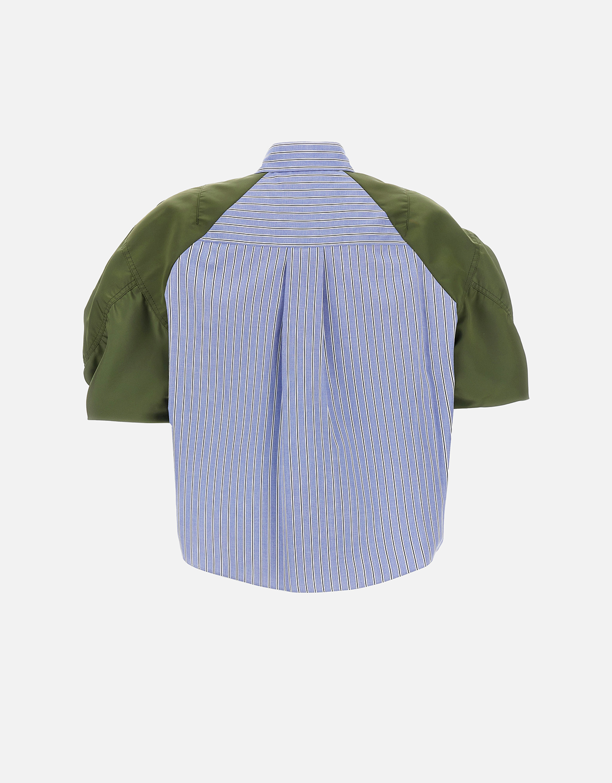 Sacai ストライプ コットンポプリン ボンバースリーブ クロップシャツ