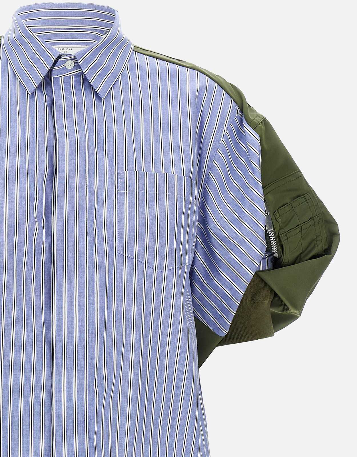 Sacai ストライプ コットンポプリン ボンバースリーブ クロップシャツ