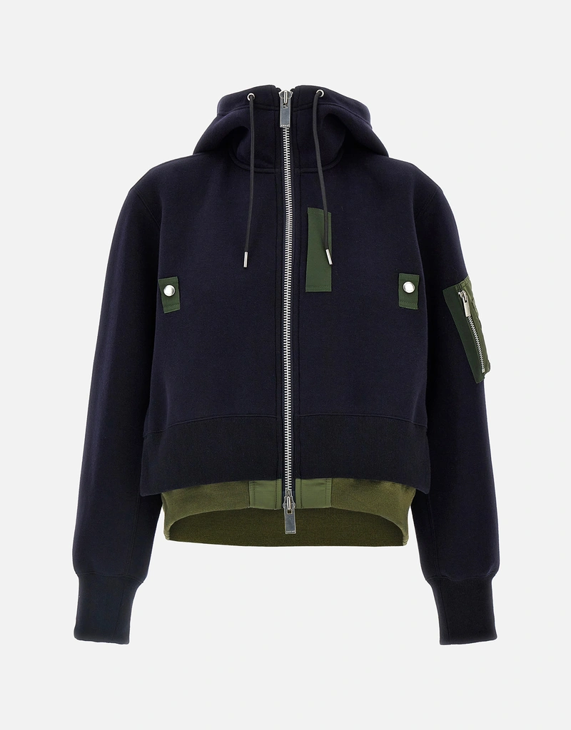 Sacai Sponge Sweat X Nylon Twill Hoodie (All New In) IFCHIC.COM