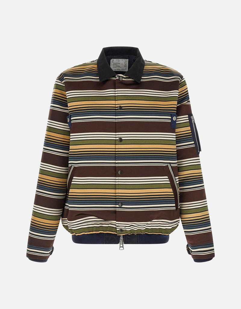 Sacai Men's Horizontal Stripe Satin-Effect Blouson (All New In
