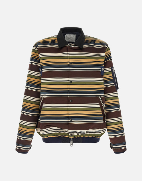 Sacai Men's Horizontal Stripe Satin-Effect Blouson (All New In