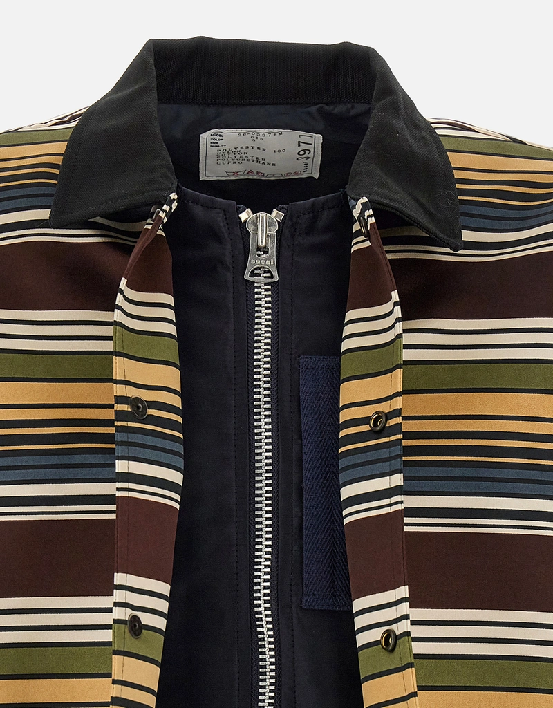 Sacai メンズ Horizontal Stripe サテン風ブルゾン (すべての新品