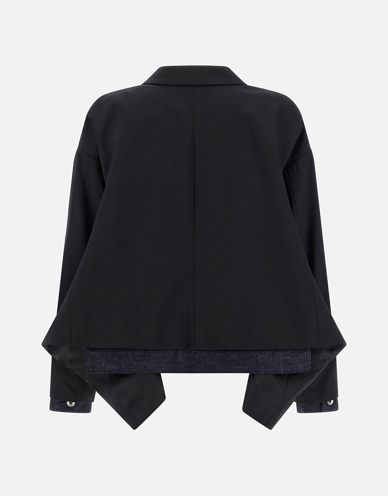 Sacai スーティング×デニム ウールブレンド ダブルブレストクロップ