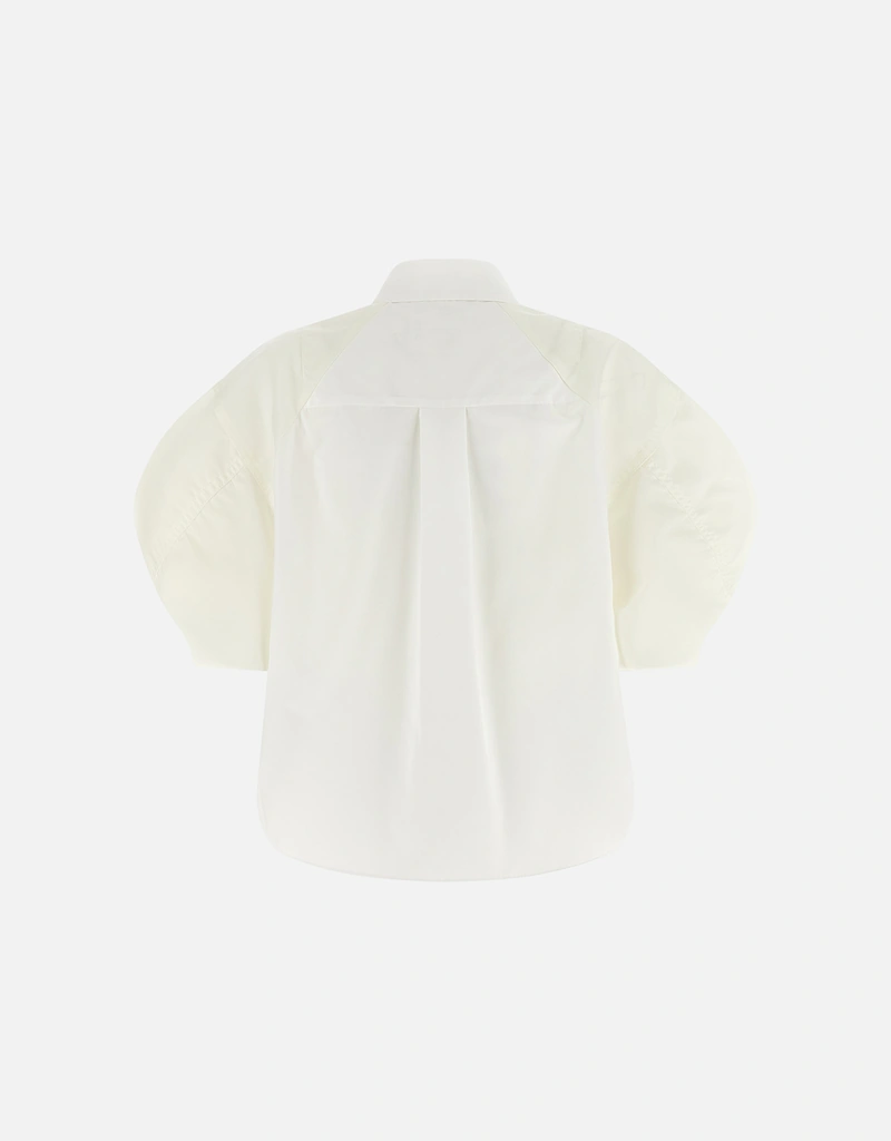 Sacai コットンポリエステルパフボンバースリーブクロップシャツ