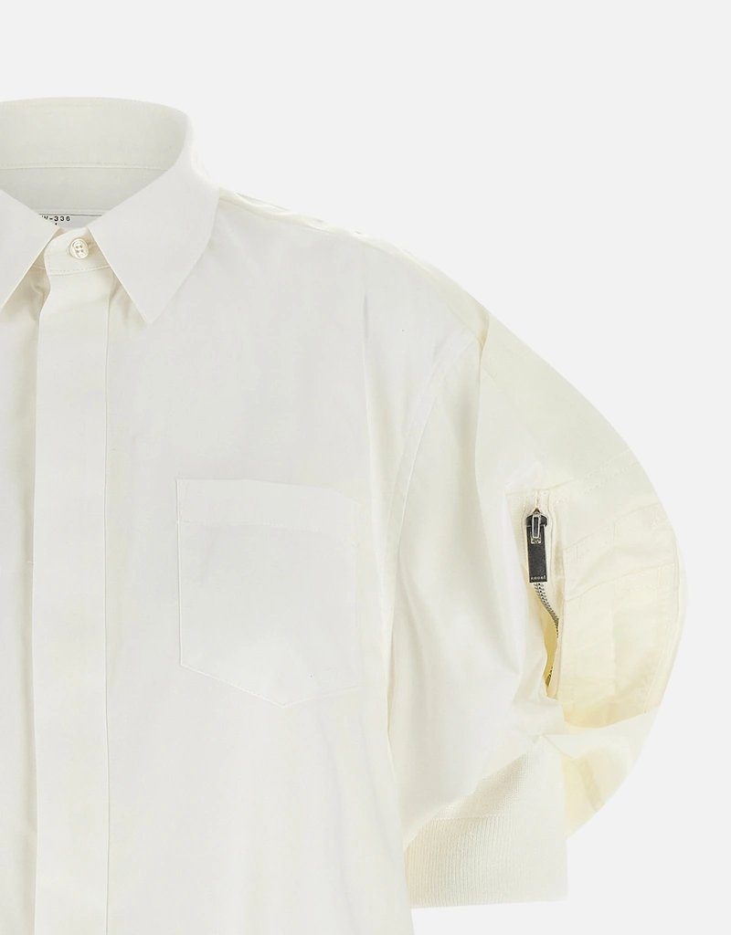 Sacai コットンポリエステルパフボンバースリーブクロップシャツ