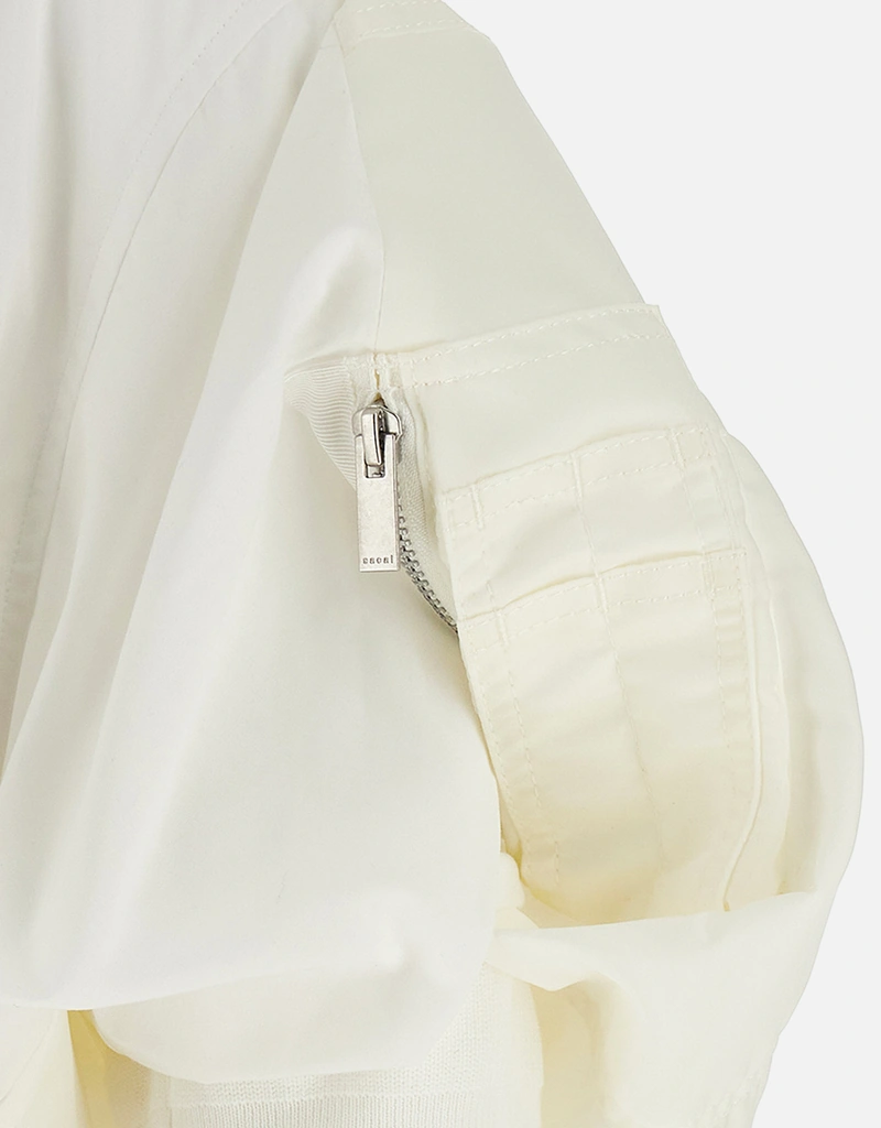 Sacai コットンポリエステルパフボンバースリーブクロップシャツ