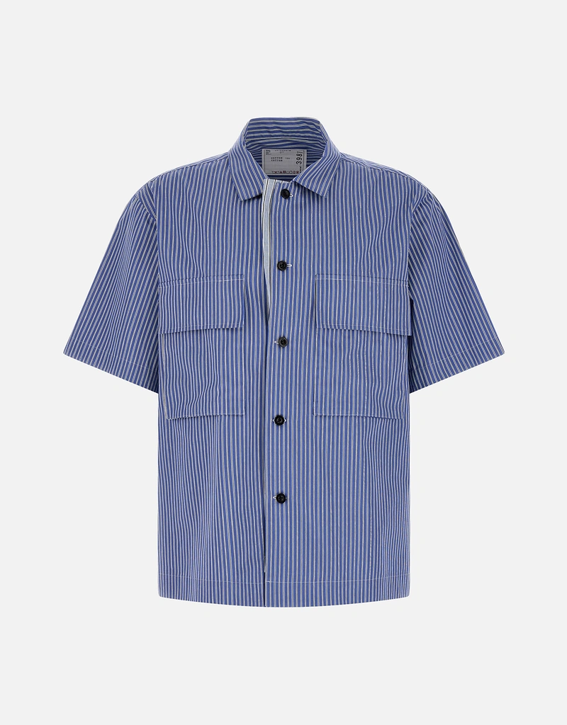 Sacai メンズストライプコットン半袖シャツ (すべての新品) IFCHIC.COM