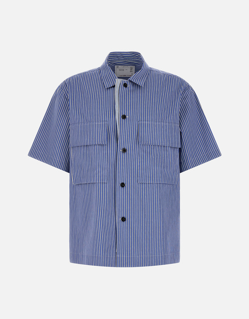 Sacai メンズストライプコットン半袖シャツ (すべての新品) IFCHIC.COM