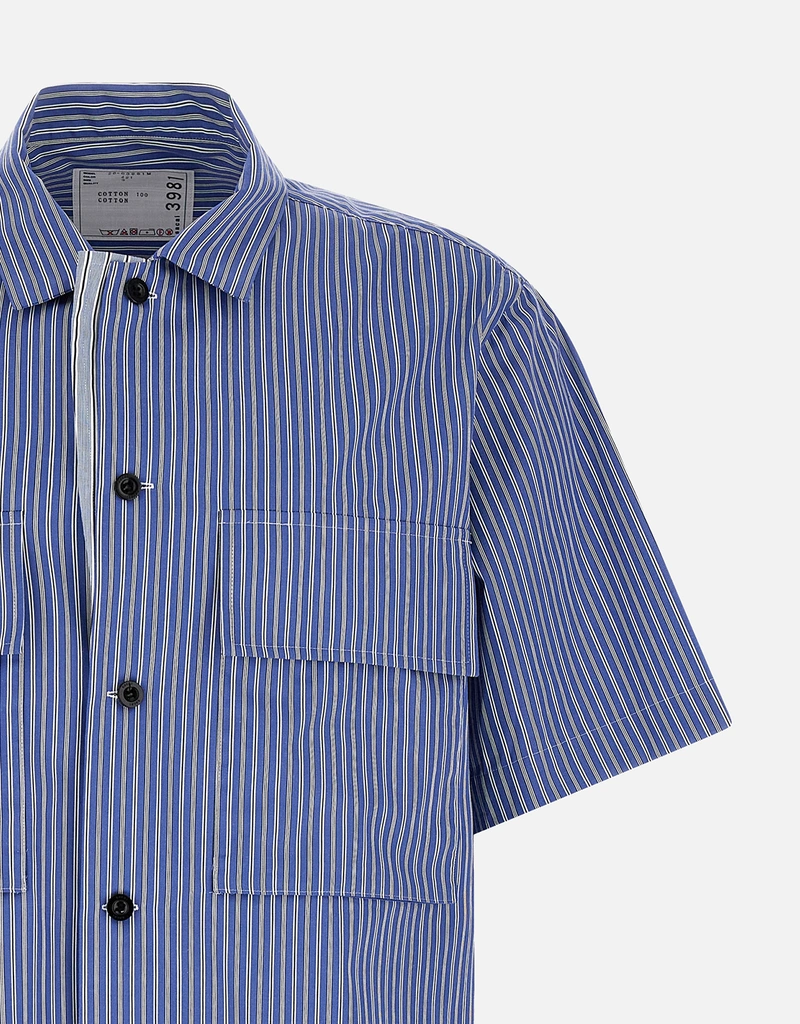 Sacai メンズストライプコットン半袖シャツ (すべての新品) IFCHIC.COM
