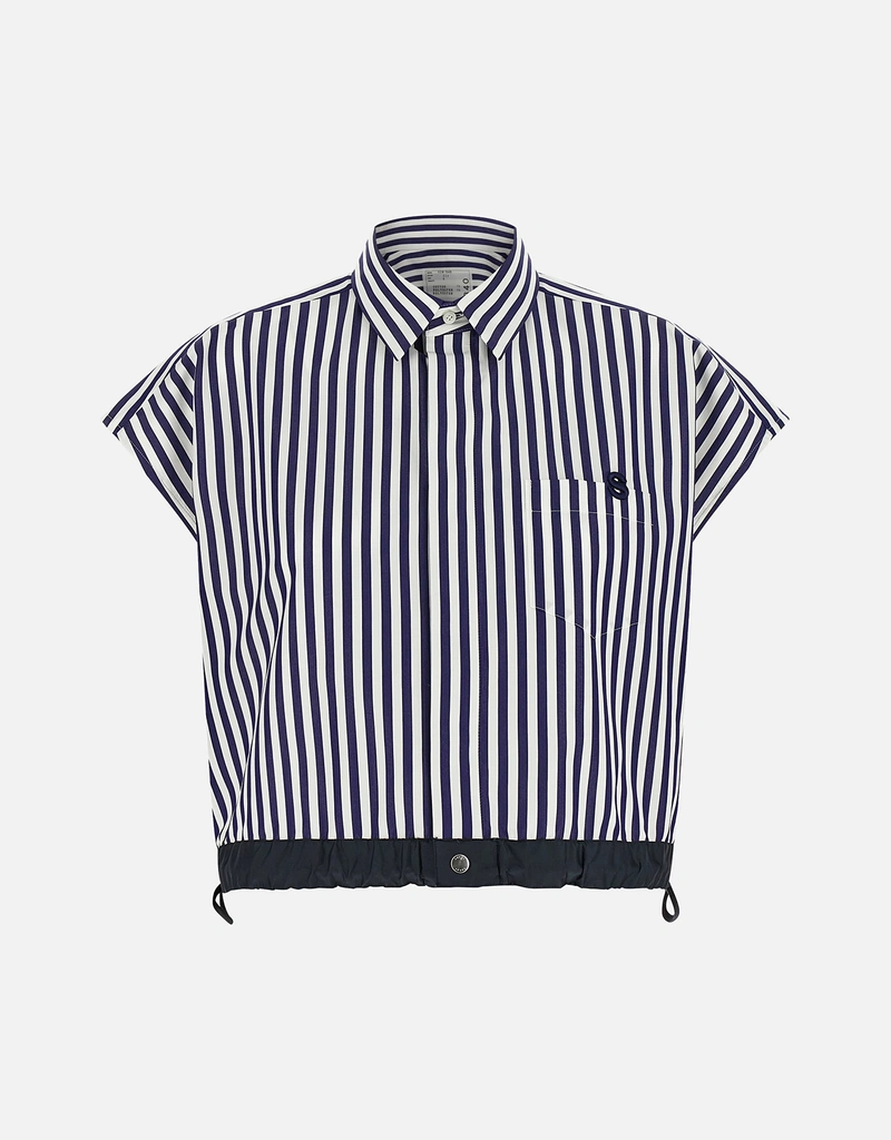 Sacai ストライプコットンポプリンクロップドシャツ (すべての新品