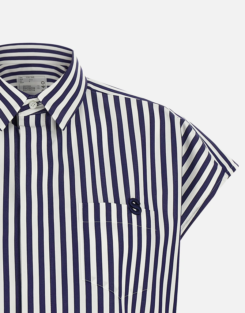 Sacai ストライプコットンポプリンクロップドシャツ (すべての新品