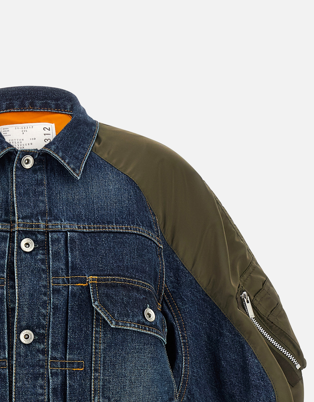 Sacai デニムxナイロンツイルハイブリッドボンバージャケット (すべて