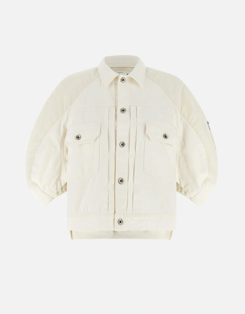 Sacai ハイブリッドコットンデニムナイロントイルボンバージャケット