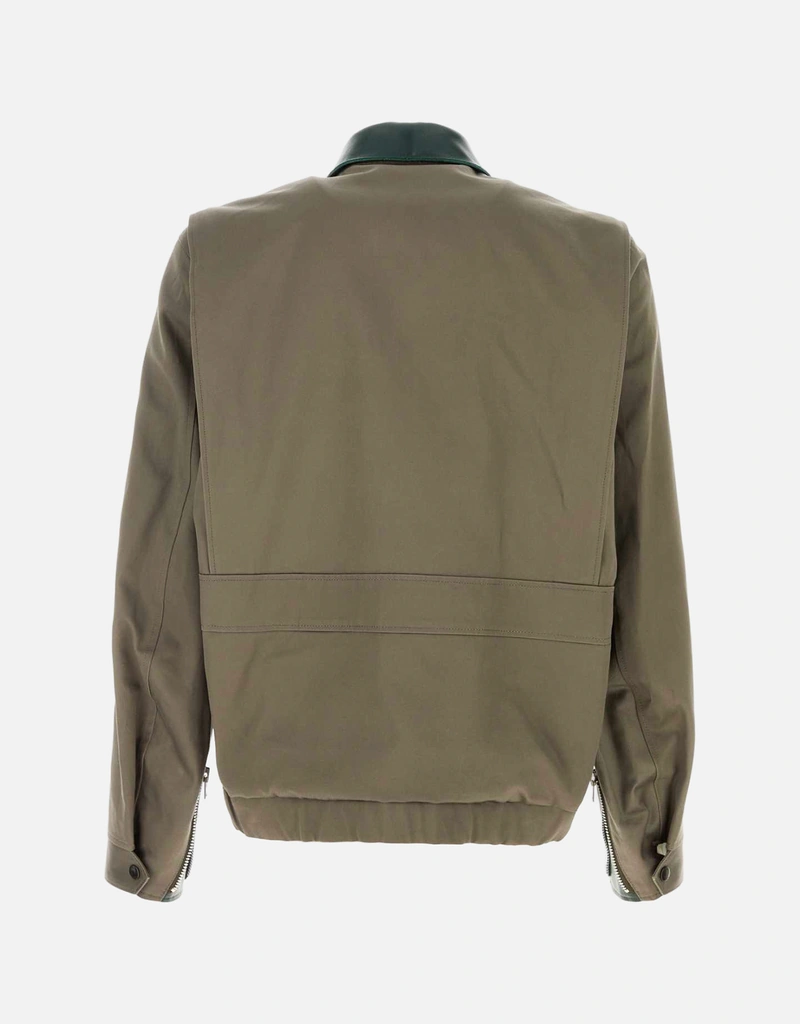 Sacai メンズコットンレザー襟隠しジップジャケット (すべての新品