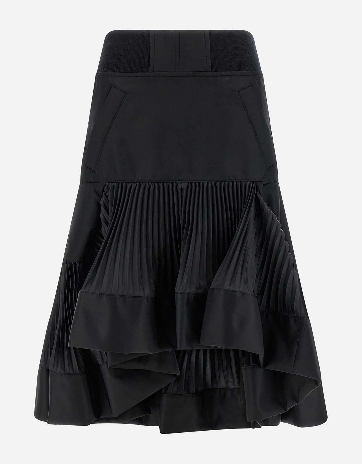 Sacai Nylon Twill Pleated Insert Midi Skirt - 00　Sacai ナイロンツイル プリーツ インサート ミディ スカート - 00 Sacai