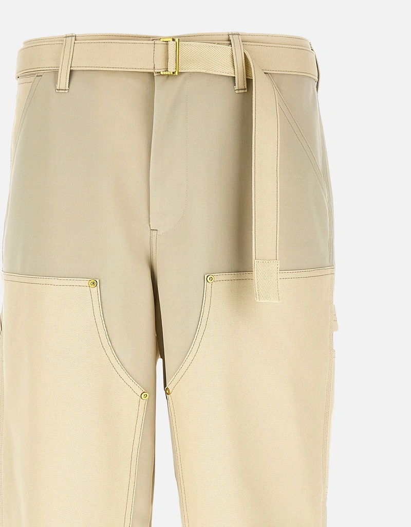 Sacai メンズウールブレンドワイドストレートレッグパンツ (すべての Sacai メンズウールブレンドワイドストレートレッグパンツ (すべての