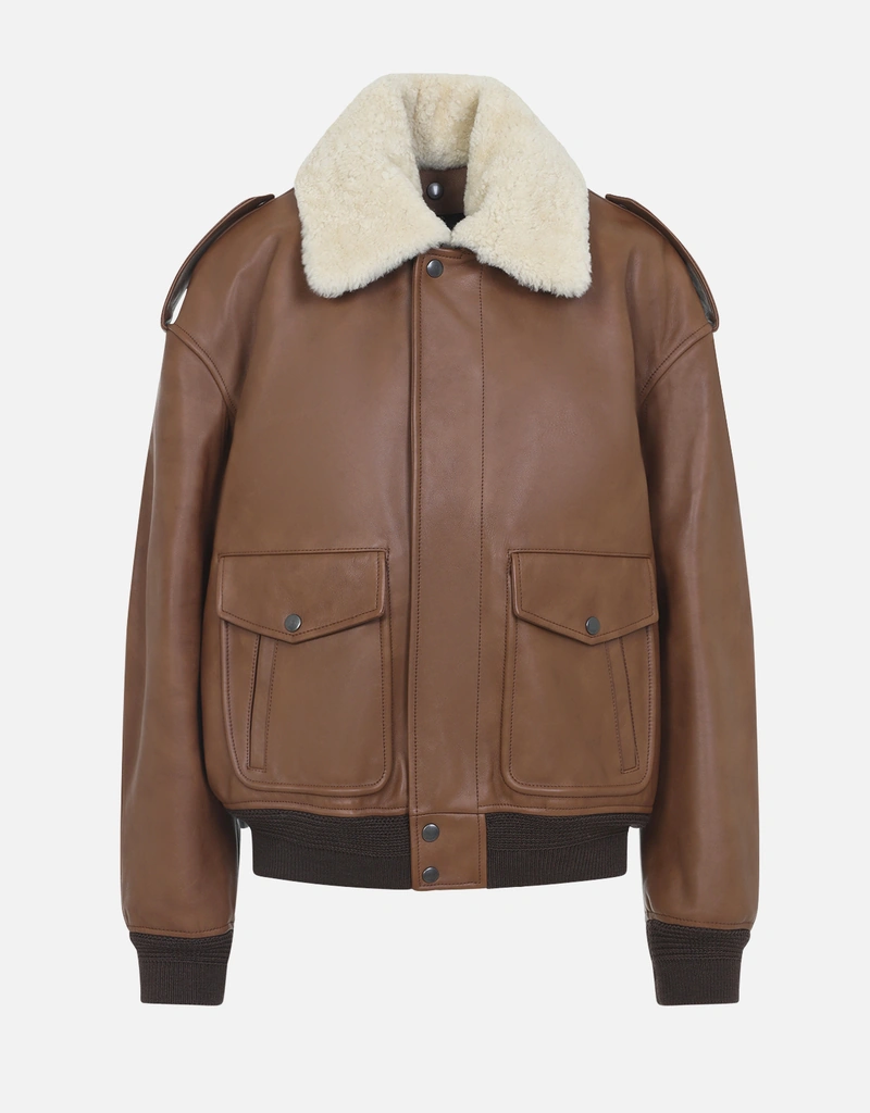 Saint Laurent カーフレザーとシアリングのボンバージャケット (すべて