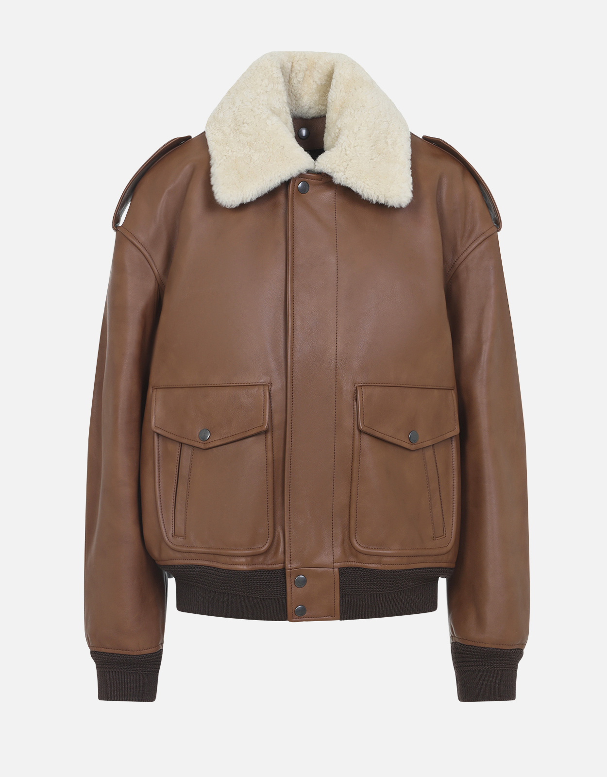 Saint Laurent カーフレザーとシアリングのボンバージャケット (すべて