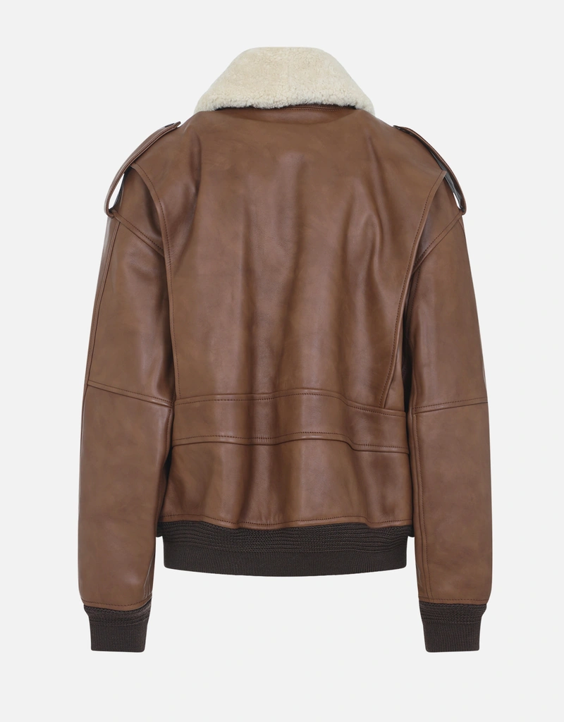 Saint Laurent カーフレザーとシアリングのボンバージャケット (すべて