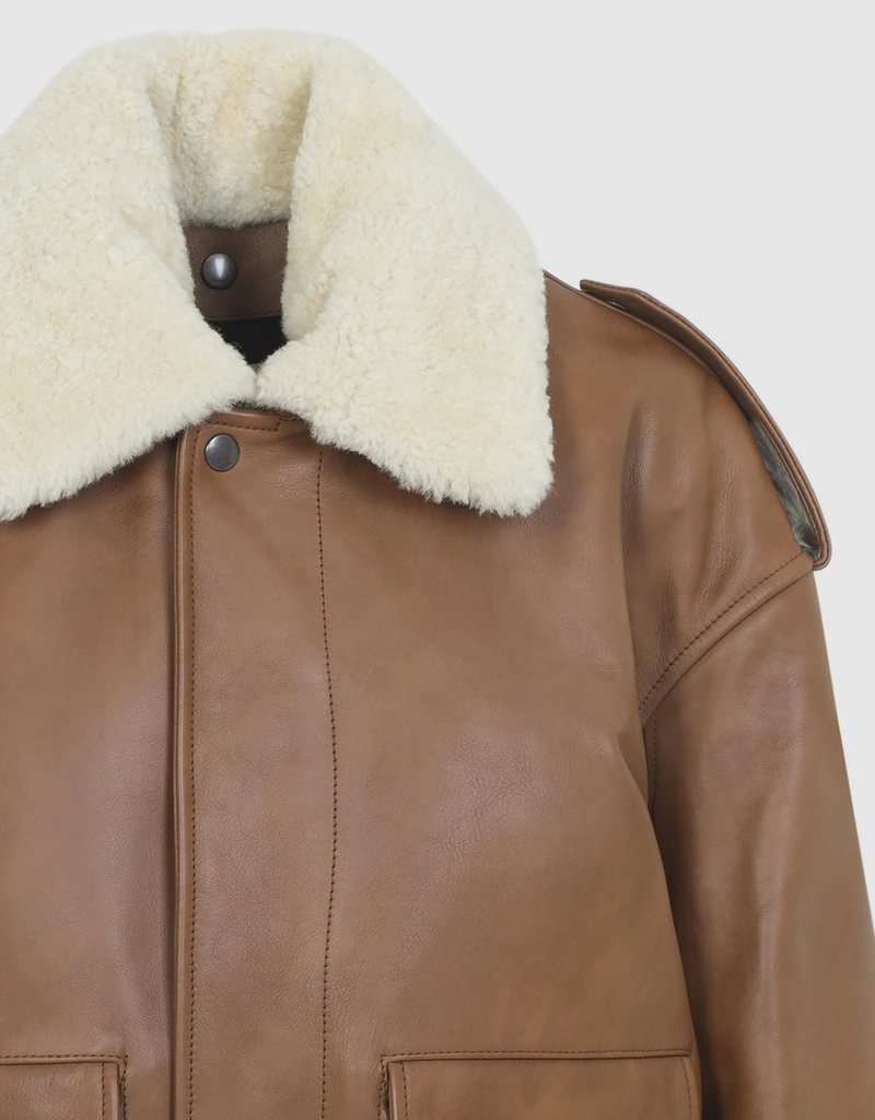 Saint Laurent カーフレザーとシアリングのボンバージャケット (すべて