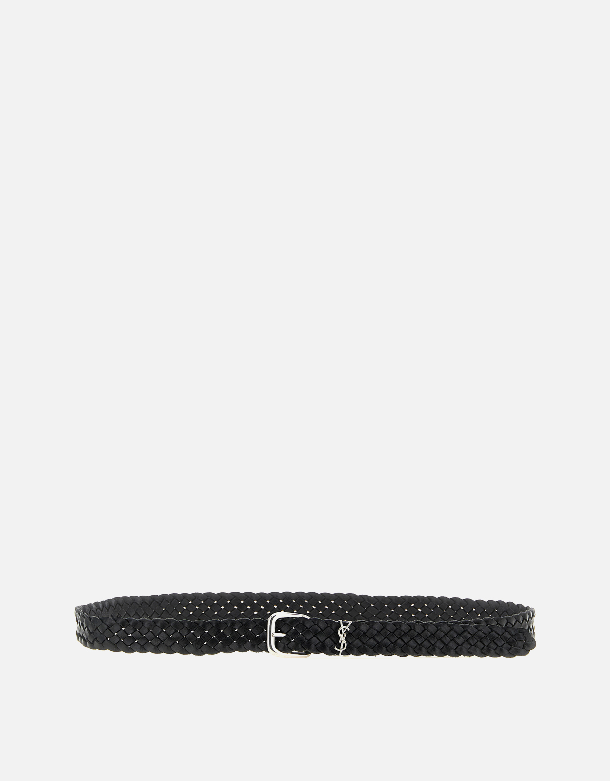 Saint Laurent Saint Laurent Men's Cassandre Woven Calfskin Leather Belt - Size (CM) 70 cm　サンローラン メンズ カサンドル ウーブン カーフスキン レザー ベルト - サイズ (