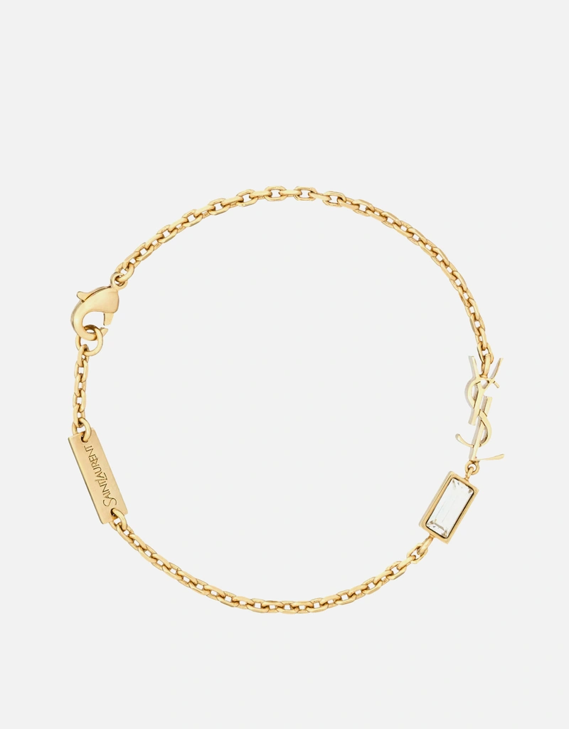Saint Laurent Cassandre Charm Bracelet In Metal And Rhinestone