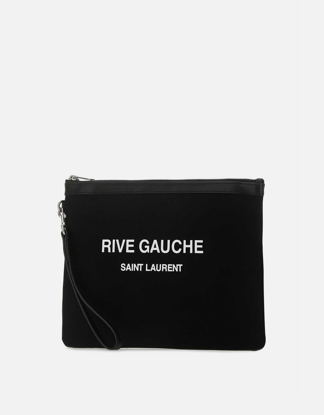 YSL rive gouche ダメージ　デニム　ブラック　グレー系　刺繍 Saint Laurent メンズキャンバスリヴ・ゴーシュクラッチ () IFCHIC.COM