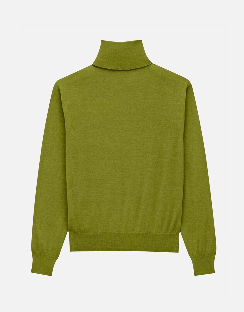Yves Saint Laurent 100%カシミヤ ニットセーター グリーン Saint Laurent カシミヤ美麗奴ウールシルクタートルネックセーター