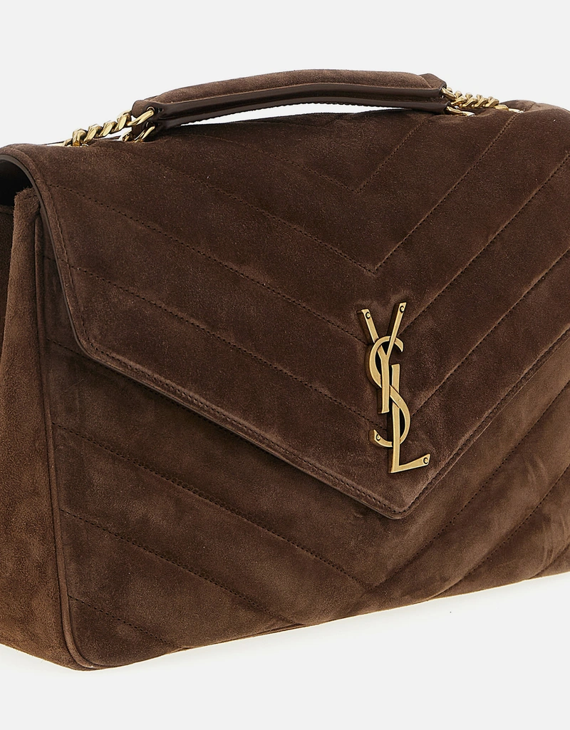Saint Laurent LOULOU大きめ絎縫スエードショルダーバッグ () IFCHIC.COM
