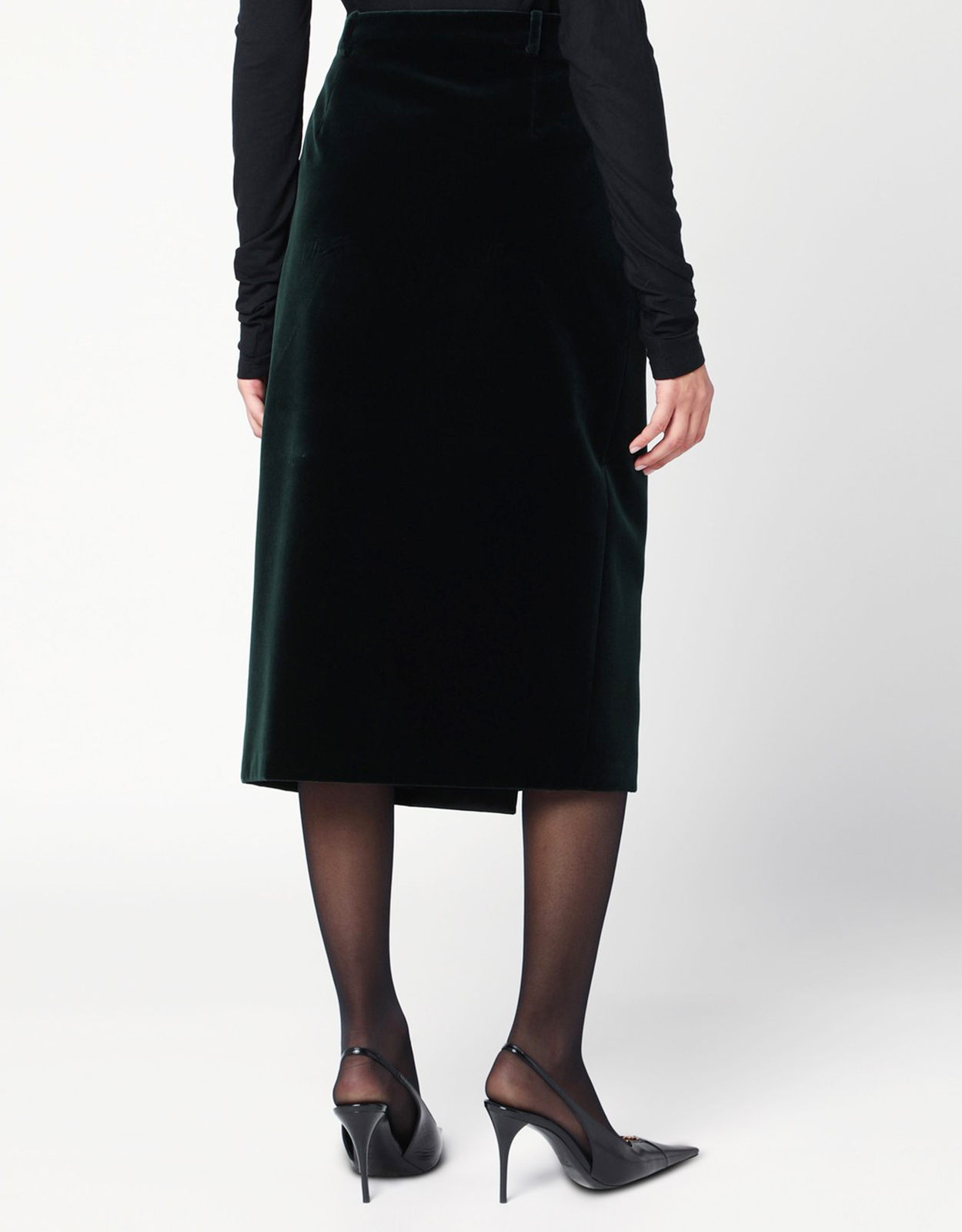 Saint Laurent コットンベルベットミディラップスカート (ドレス