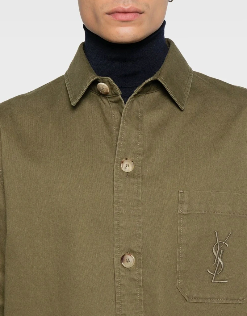 Saint Laurent メンズ コットンリネンギャバジン製カサンドルオーバー