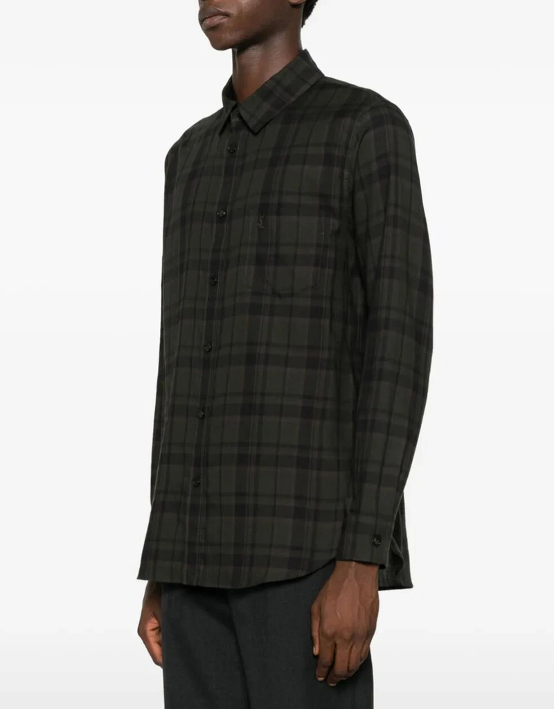 Saint Laurent メンズCassandreコットンチェックシャツ (すべての新品