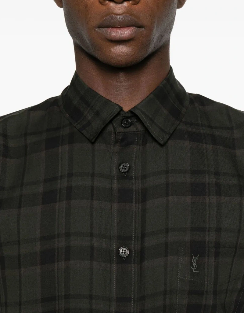 Saint Laurent メンズCassandreコットンチェックシャツ (すべての新品