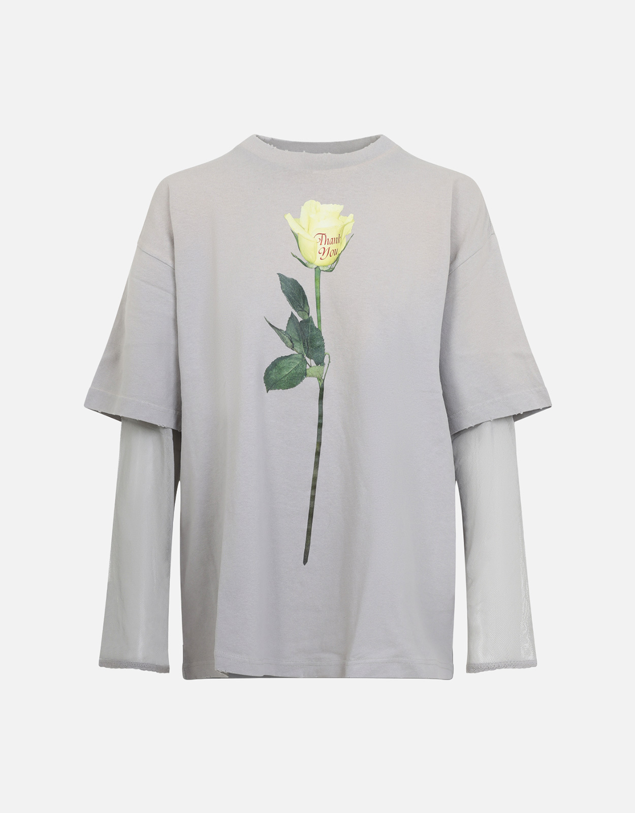 Acne Studios Layered Graphic Cotton Relaxed Fit Below-Hip T-Shirts - XS　Acne Studios レイヤード グラフィック コットン リラックスフィット ヒップ下 T シャツ - XS Acne