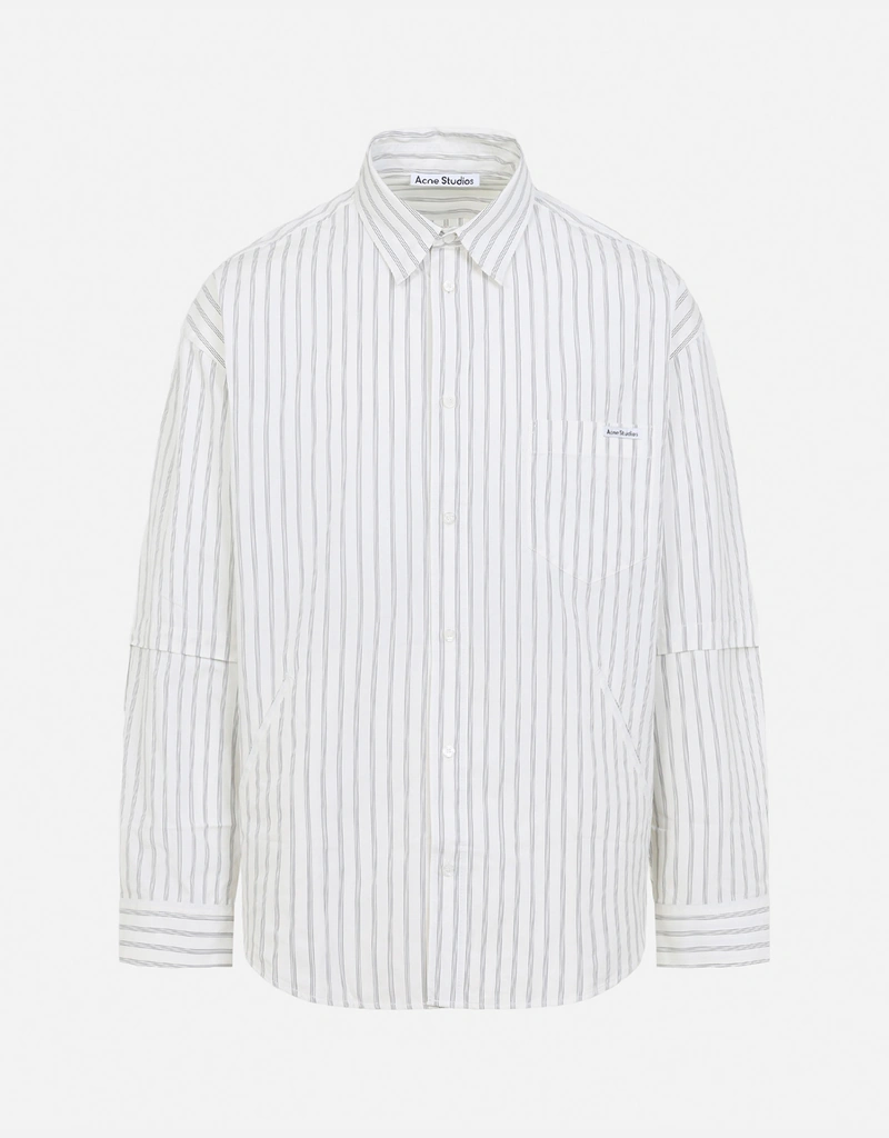 Acne Studios メンズ ダブルスリーブ コットン ストライプ ゆったり