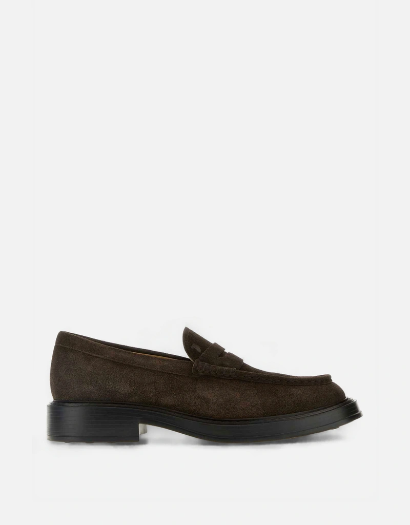 Tod's メンズ ブラウン スエード カーフレザー ローファー () IFCHIC.COM