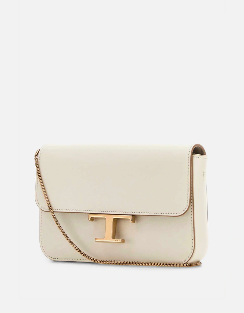 TOD'S ホワイトレザー コンパクトバッグH I911 Tod's アイボリーレザーマイクロクロスボディバッグ () IFCHIC.COM