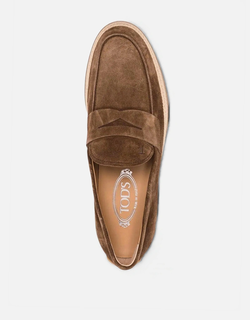 Tod's メンズスエードラフィアパイピングローファー (すべての新品