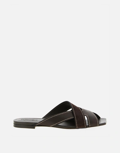 Tod's スムースレザー And スエード サンダル () IFCHIC.COM
