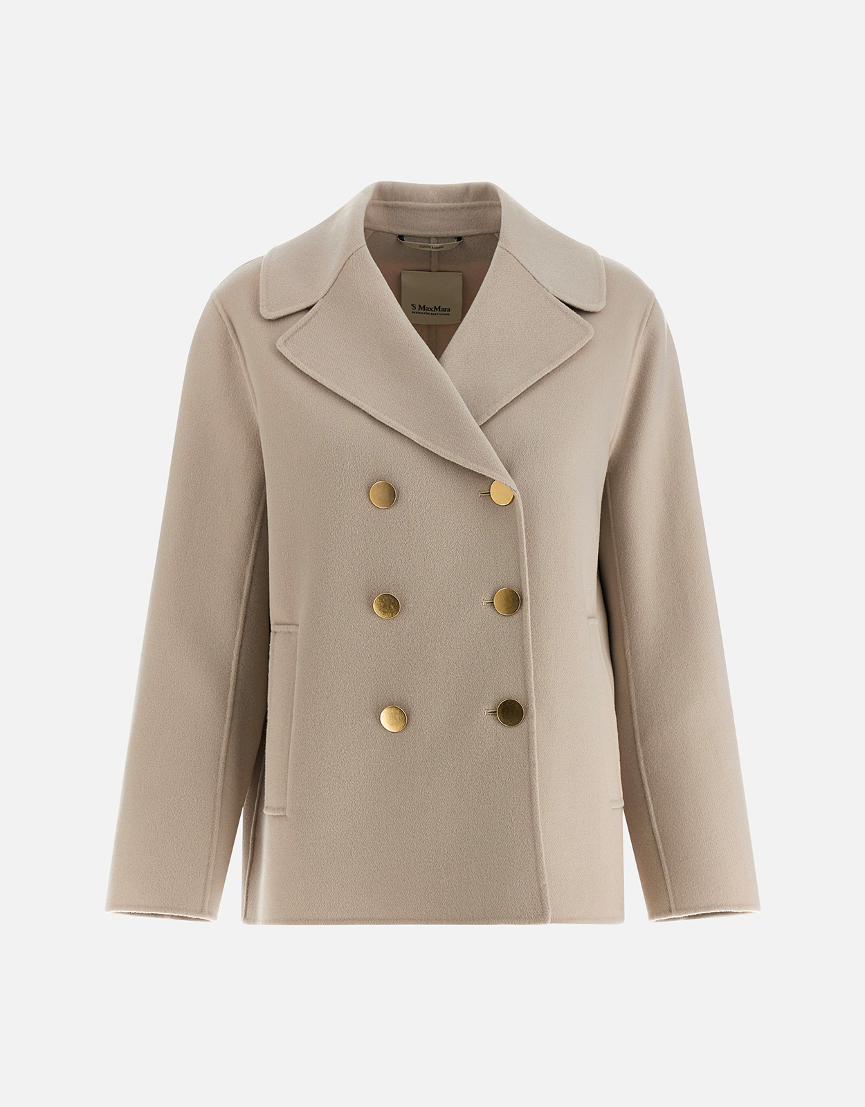 極美品　MaxMara　42　ダブルブレスト　ジャケット　ベージュ　近年モデル S Max Mara ウール広幅クロスダブルブレストボクシージャケット