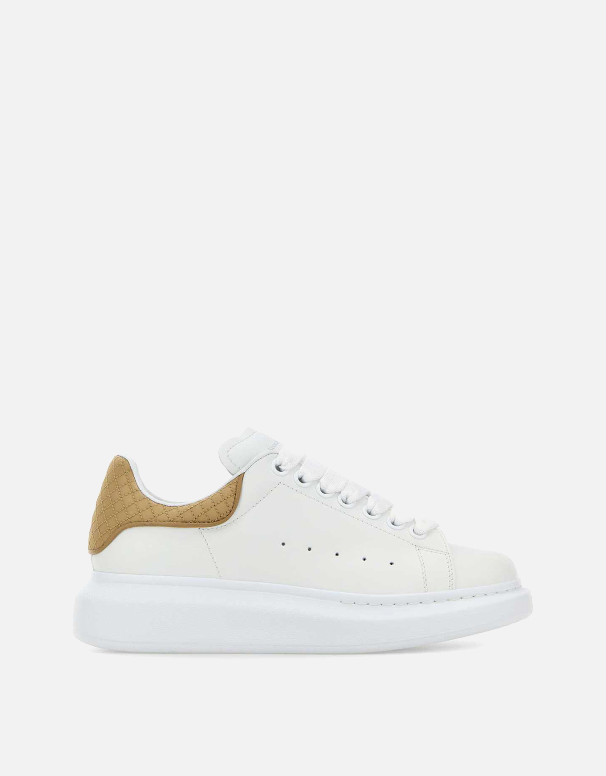 Alexander McQueen ホワイトレザーとベージュレザーのかかと付き Alexander McQueen ホワイトレザーとベージュレザーのかかと付き