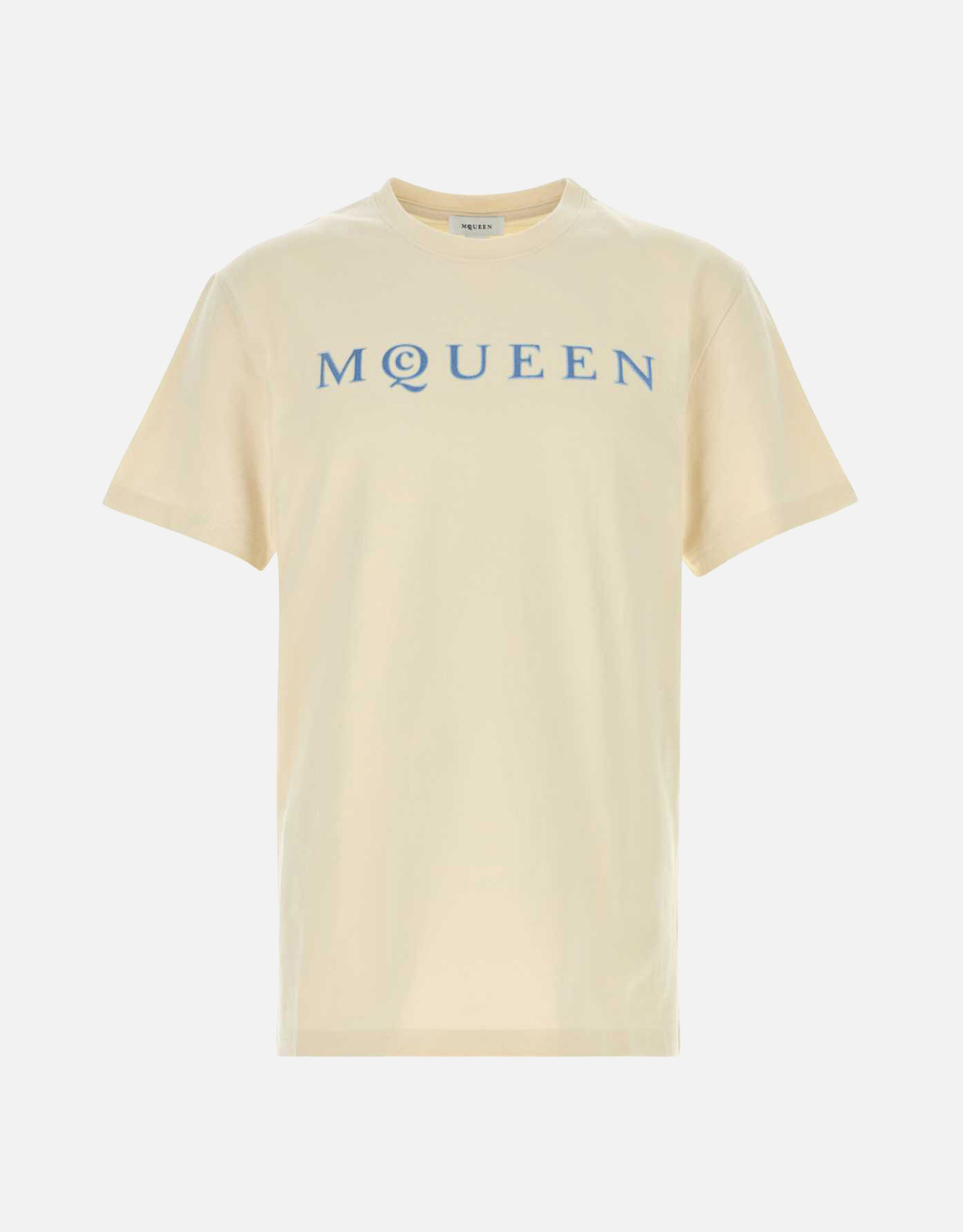 Alexander McQueen メンズ コットン フロックプリントロゴ Tシャツ