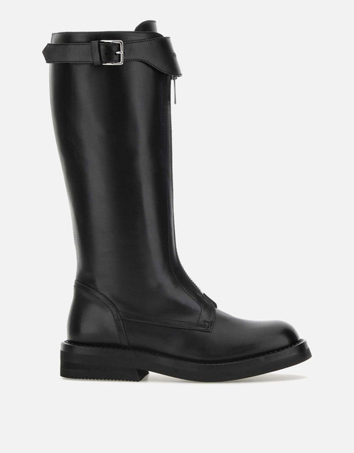 Alexander McQueen ブラックカーフレザーカントリーサイドブーツ