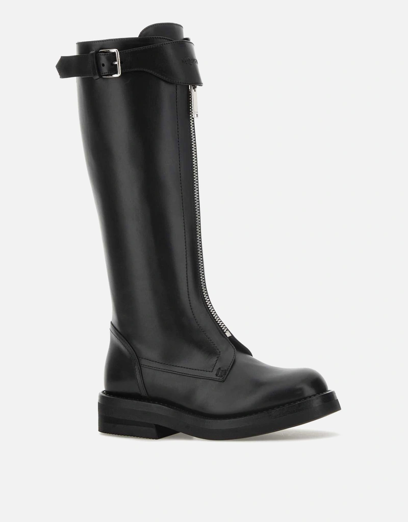 Alexander McQueen ブラックカーフレザーカントリーサイドブーツ