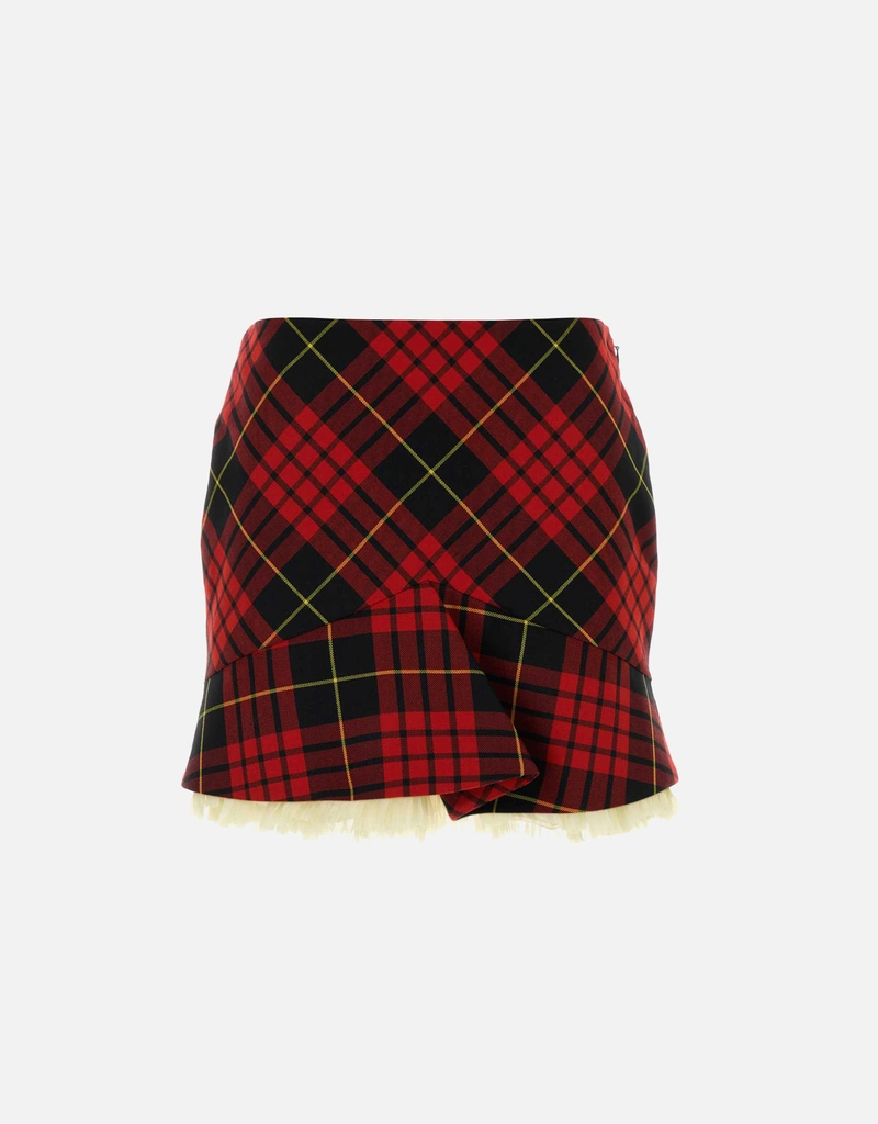 Alexander McQueen MacQueen タータンキックバックミニスカート