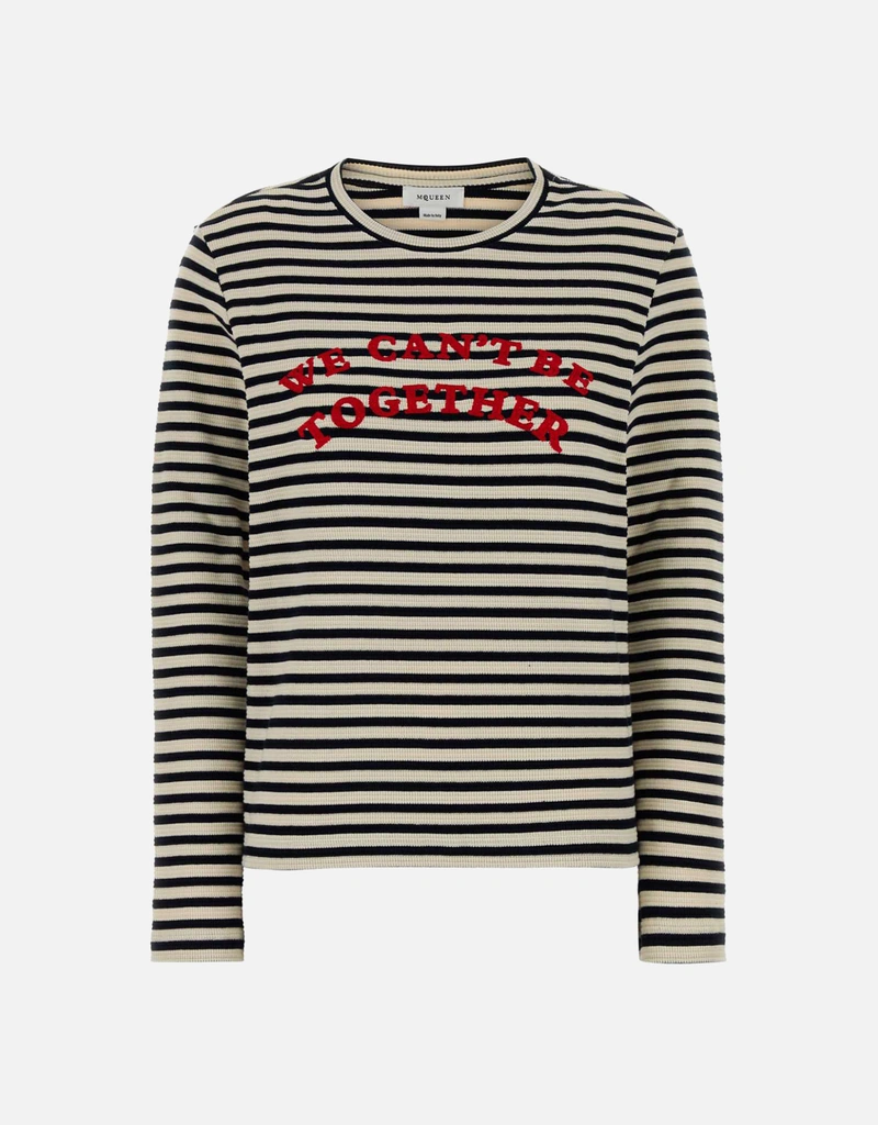 Alexander McQueen 刺繍入りストレッチコットン長袖Tシャツ (すべての