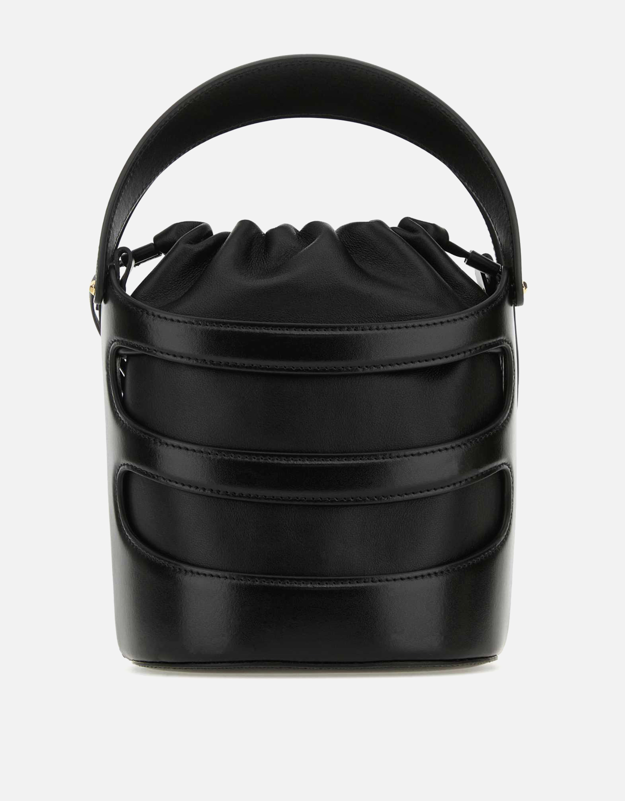Alexander McQueen ブラックレザーザライズバケットバッグ () IFCHIC.COM
