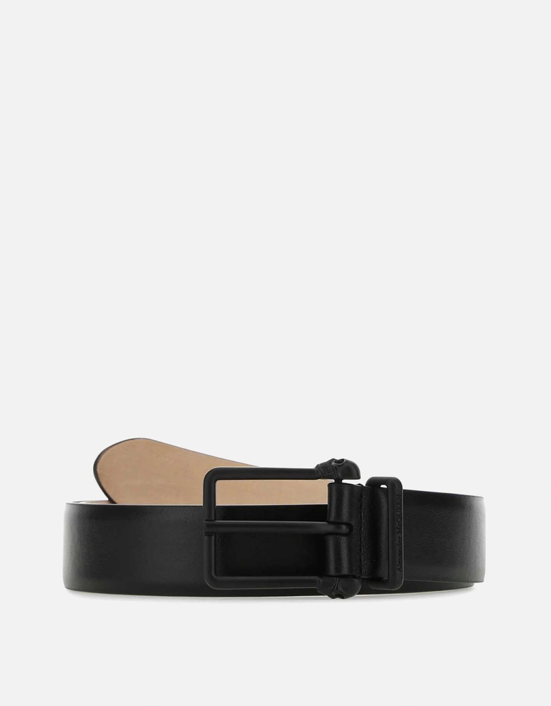 Alexander McQueen メンズブラックレザーベルト () IFCHIC.COM